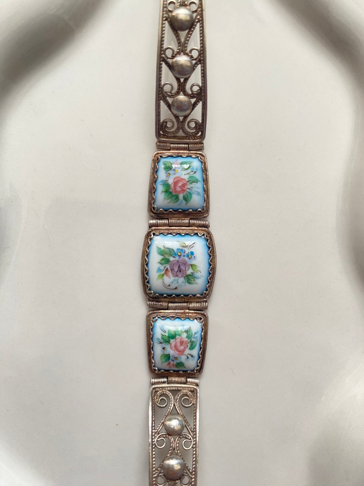 Vintage Russian Ceramic Painted Bracelet