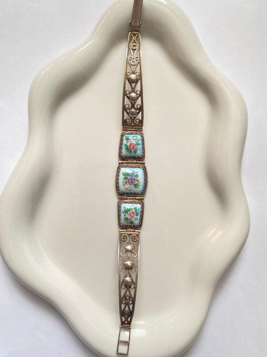 Vintage Russian Ceramic Painted Bracelet