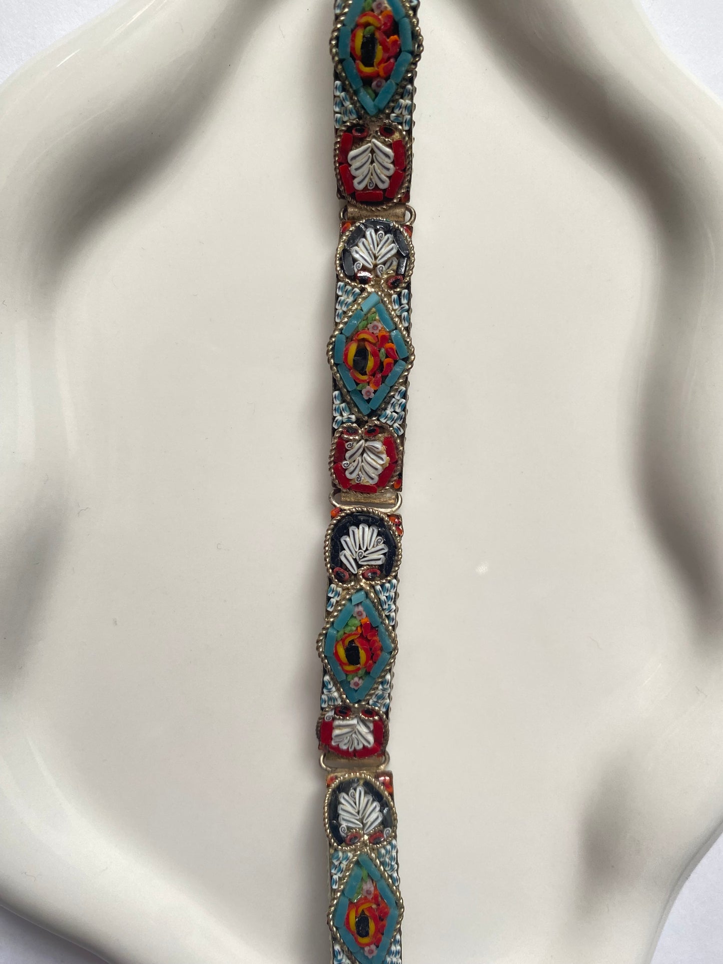 Red and Blue silver Italian vintage bracelet